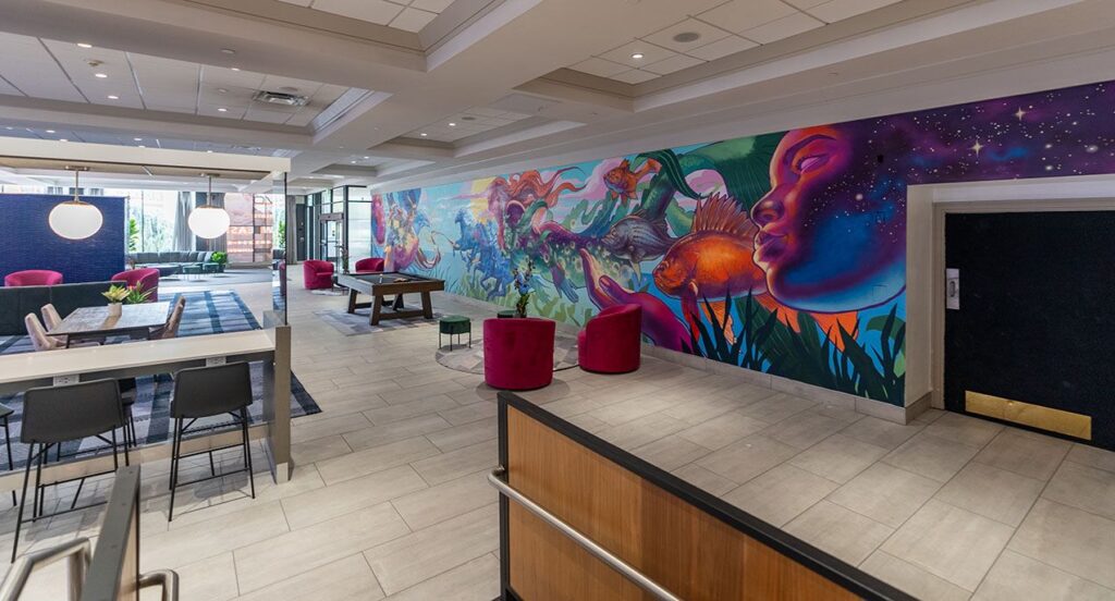 lobby mural Vivo Living Baltimore